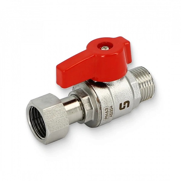Кран НВ 1/2" с накидной гайкой и уплотнением, нержавеющая сталь, флажок Uni-Fitt