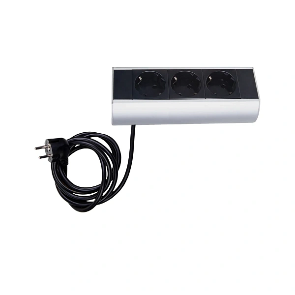 Donel Настольный розеточный блок Ovaledesign в сборе: 3х220V, кабель 3м с вилкой