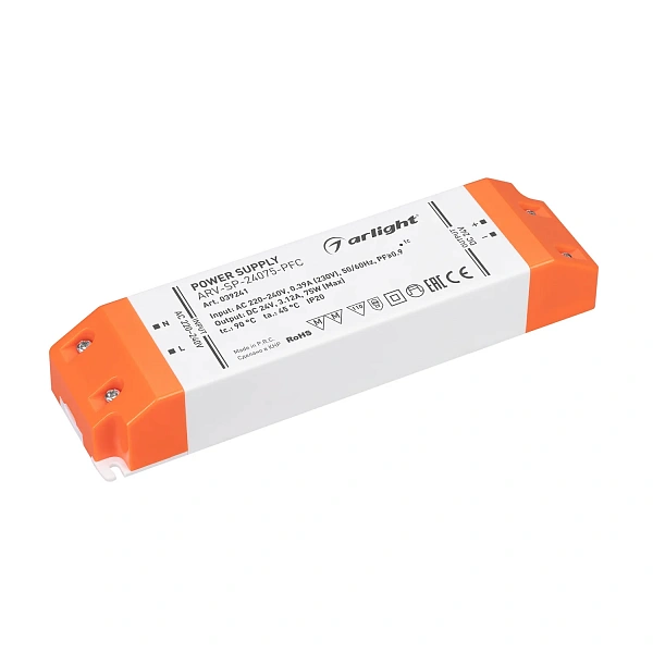 Блок питания ARV-SP-24075-PFC (24V, 3.12A, 75W) (Arlight, IP20 Пластик) 039241