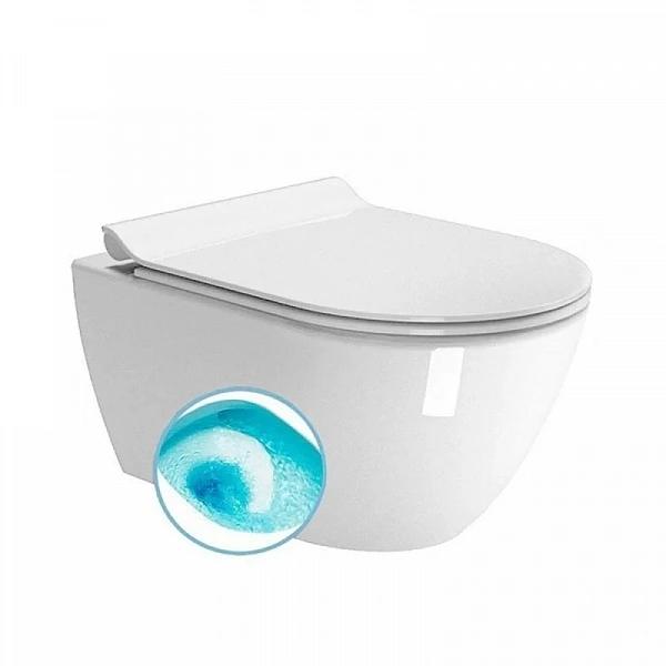 Унитаз подвесной безободковый GSI PURA 8815FR211 550 мм х 360 мм, с Swirlflush, с креплением, белый