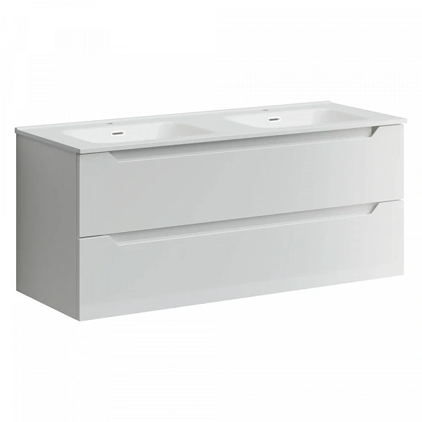 Тумба подвесная SANCOS Norma 2.0 1190х450х500, c двумя ящиками оснащенными доводчиками, белый глянец