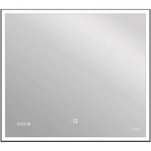 Зеркало Cersanit LED 011 design 100х80 с подсветкой часы металл. рамка прямоугольное