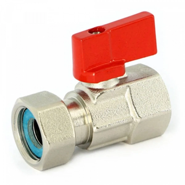 Кран шаровой мини ВВ 1/2" с накидной гайкой флажок красный металл Uni-Fitt