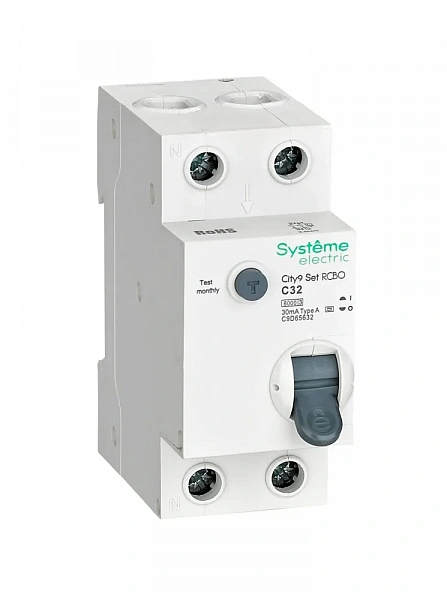 Systeme Electric City9 Set Авт. выкл. диф. тока (АВДТ) 1P+N С 32А 6kA 30мА Тип-A 230В