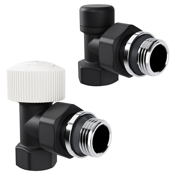 Набор термостатический угловой Royal Thermo Design 1/2"М30х1,5 (Черный)