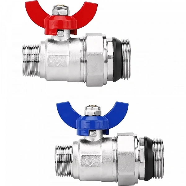 Комплект прямых шаровых кранов Varmega, НР 1"x3/4", с разъемным соединением, для коллекторных групп