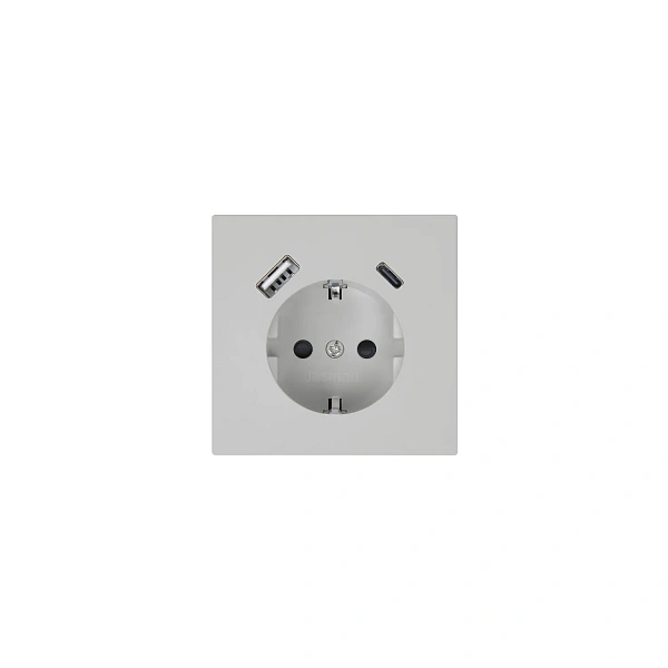FD5501USB-25PTM_Розетка SCHUKO© с USB A+C с защитными шторками 16A 250V~ 2P+T USB 25W, цвет матовый