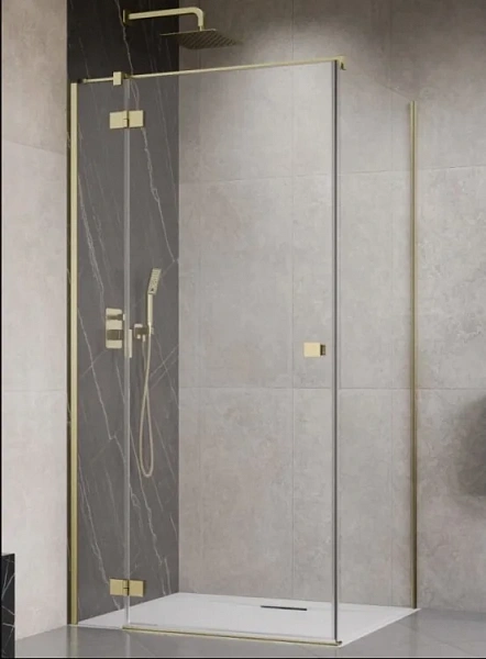 Стенка Essenza 8 KDJ Front 337 L brushed gold/прозрач./8мм 10470337-99-01L