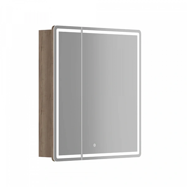 Зеркальный шкаф для ванной комнаты SANCOS Mirror 690x150х740 мм, с LED подсветкой, цвет дуб галифакс