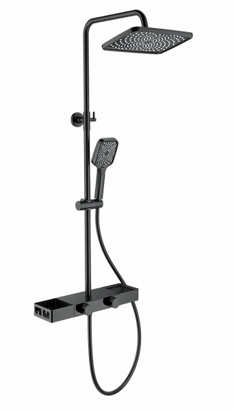 Душевая система с термостатом WONZON & WOGHAND Shelf, Черный матовый (WW-B3552-MB), шт