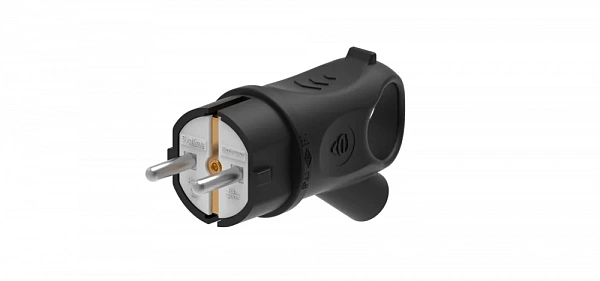 MultiSet Вилка 2К+З угловая каучуковая 16А/250В IP44 Чёрная
