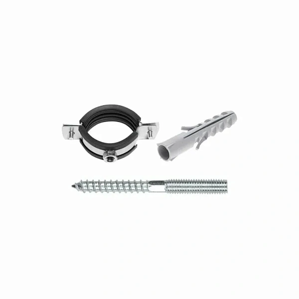 Хомут M8 1 1/4" (38-46 мм) 2-х винт. с уплотн. epdm, с дюбелем и шурупом