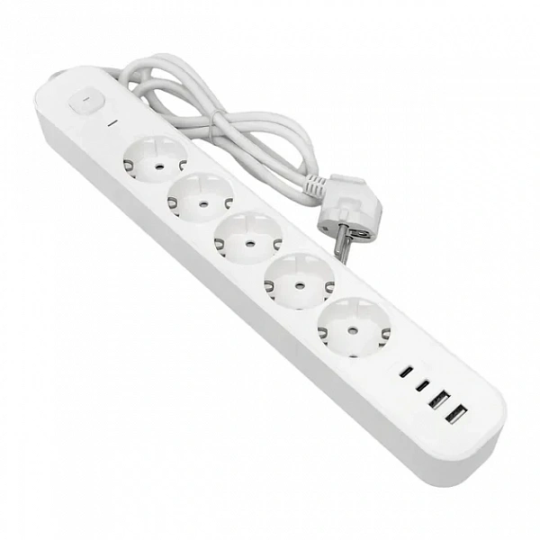 Удлинитель 5х5м IP20 2USB 2.4А+2type-C LUX 1.5кв.мм EKF UBA-LUX-505-TC