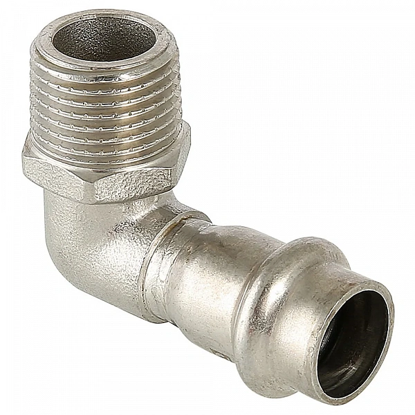Пресс-угольник Valtec 90° 18х3/4" наружный из нержавеющей стали