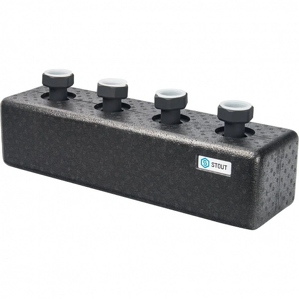 SDG-0016-004002 STOUT Стальной распределительный коллектор 2 отопительных контура. В теплоизоляции D