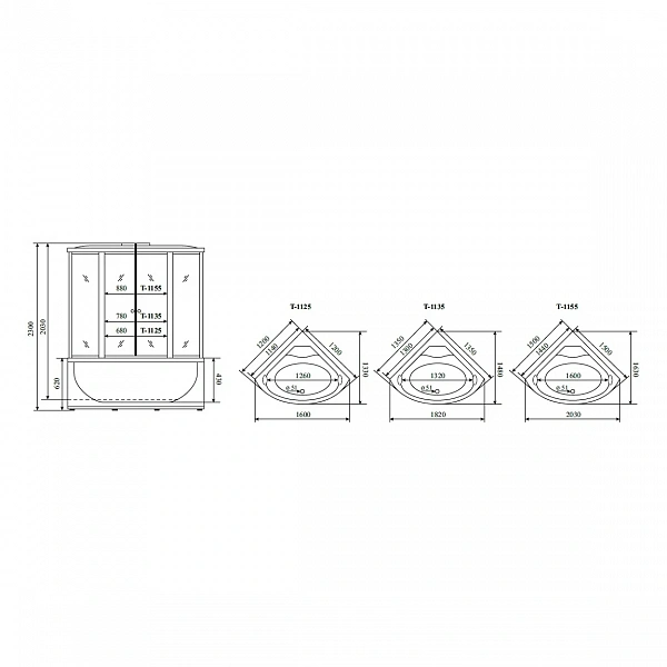 Timo Standart Т-6655 Silver F душевая кабина (150*150*220), шт