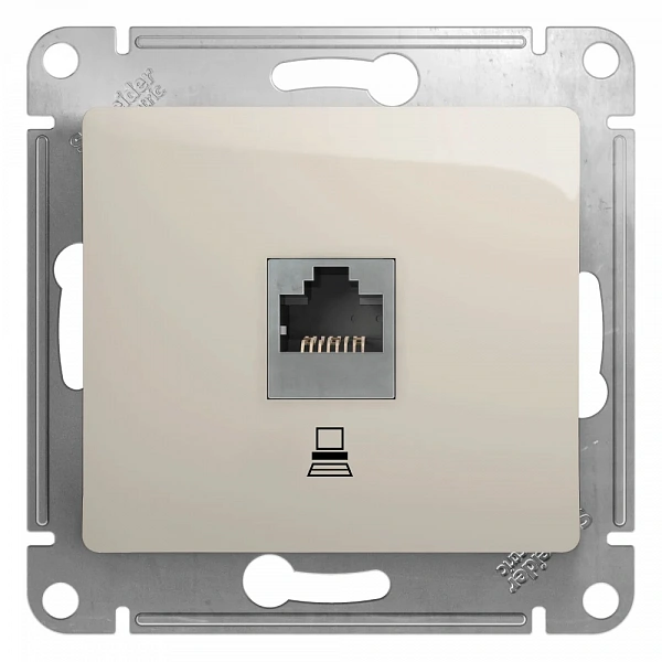 GLOSSA РОЗЕТКА компьютерная RJ45 кат.5Е, механизм, МОЛОЧНЫЙ