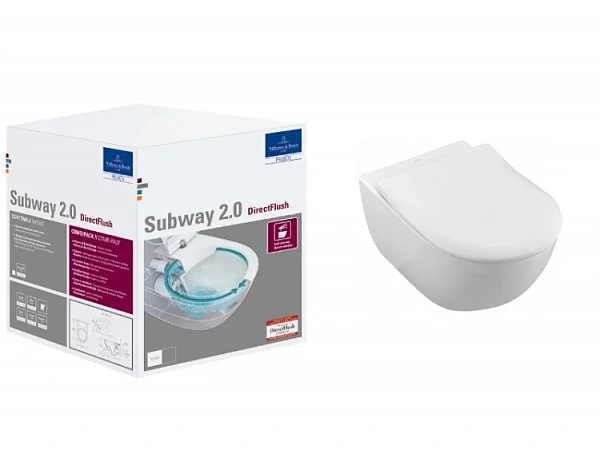 Villeroy&Boch Subway 2.0 Унитаз подвесной 370*560*365, безободковый, в комплекте сиденье SlimSeat, м