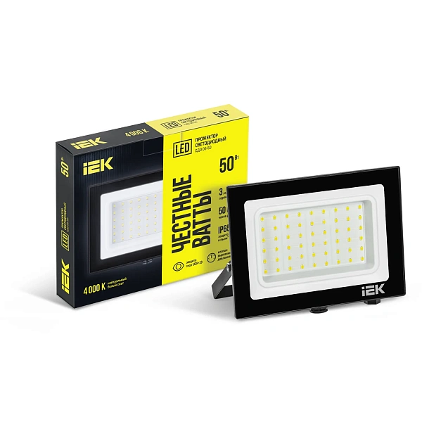 Прожектор светодиодный СДО 06- 50 4000К IP65 черн. IEK LPDO601-50-40-K02