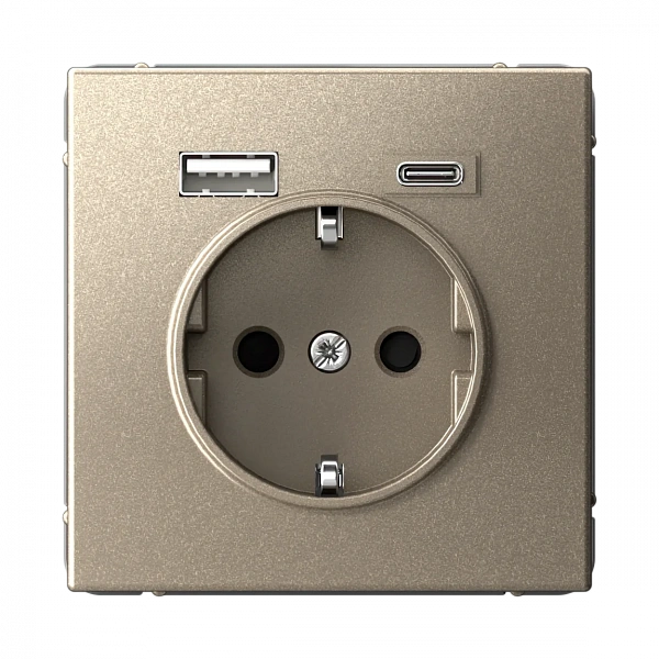 ARTGALLERY РОЗЕТКА 16А с 2 USB A+C, 5В/2,4А/3,0А, 2х5В/1,5А, механизм, ШАМПАНЬ