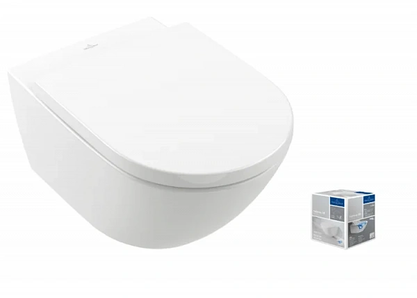 Villeroy&Boch Subway 3 Унитаз подвесной, безободковый, сиденье-в комплекте SoftClosing, CeramicPlus,