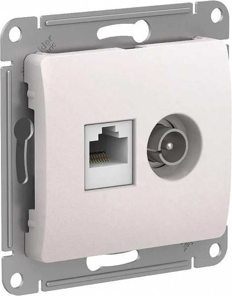 GLOSSA РОЗЕТКА двойная ТВ + компьютерная RJ45, кат. 5Е, механизм, ПЕРЛАМУТР