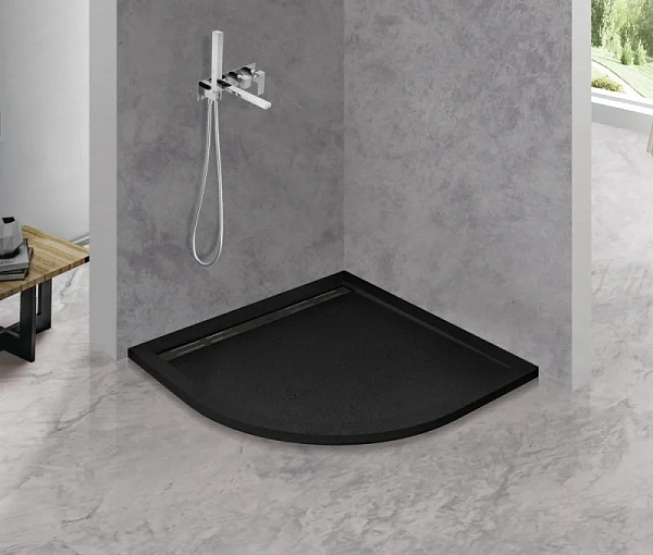 TRAY-AS-R-90-30-NERO Поддон из искусственного мрамора, чёрный матовый