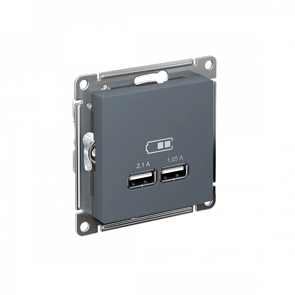 ATLASDESIGN USB РОЗЕТКА A+A, 5В/2,1 А, 2х5В/1,05 А, механизм, ГРИФЕЛЬ