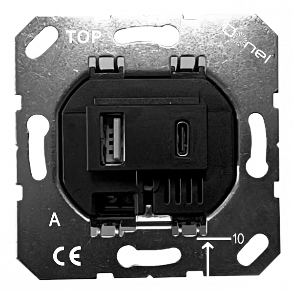 Donel USB зарядное устройство, 3.1A тип A:max 18W,тип С:max 32W, черный, серия DUSB.