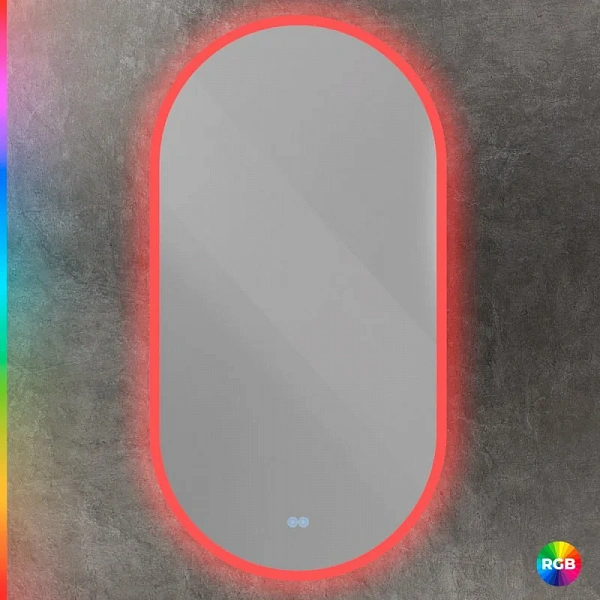 ELLISSE Зеркало с контурной разноцветной подсветкой RGB и сенсорным выключателем, CZR-SPC-ELS-550-10