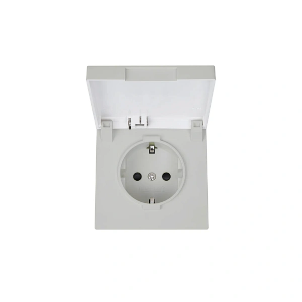 Розетка SCHUKO© с крышкой и защитными шторками 16A 250V~ 2P+T, цвет матовый Тауп (soft touch)