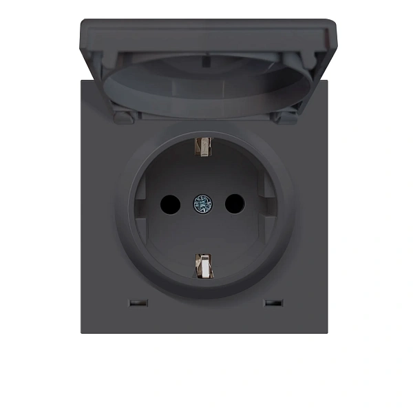 Donel R98 черный накладка для розетки Schuko с заземлением, с крышкой, 16A 250 В~, серия DA
