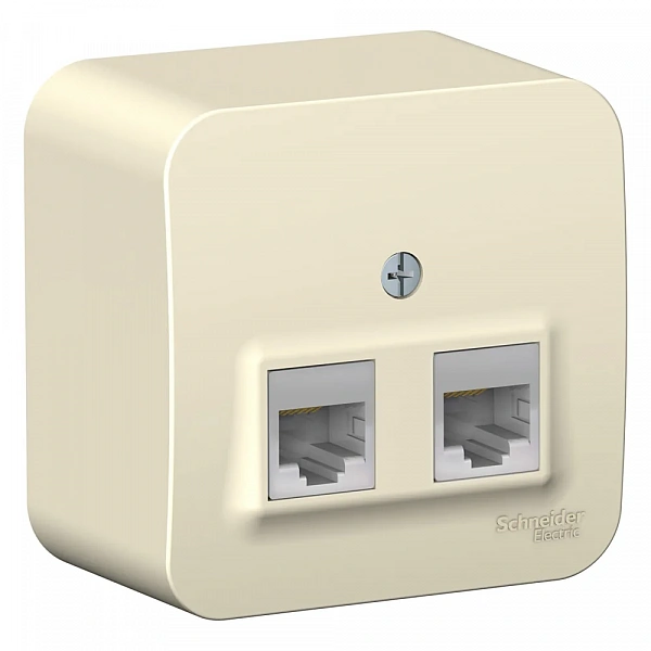 BLANCA О/У РОЗЕТКА двойная компьютерная RJ45, кат.5E, ИЗОЛ.ПЛ.,МОЛОЧНЫЙ