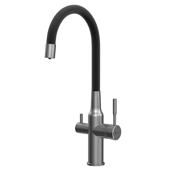 Смеситель Lemark Expert LM5083GMN-Black для кухни c гибким изливом, с подключением к фильтру с питье