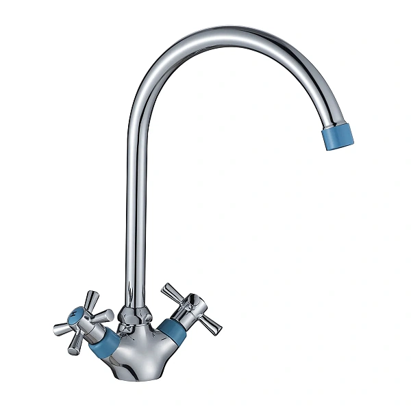 Смеситель для кухни с высоким повортным изливом Decoroom DR51028-Blue