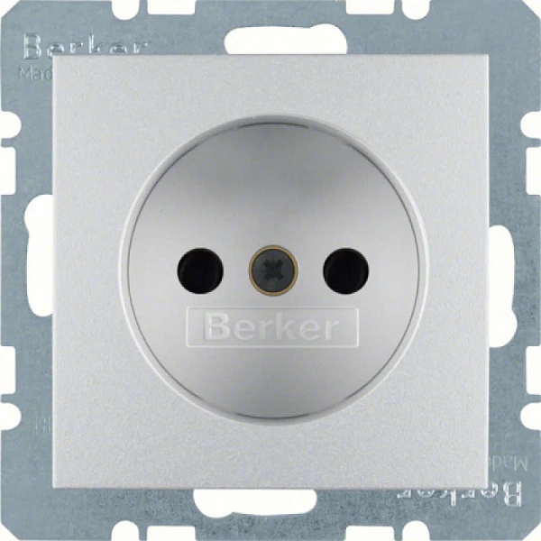 Штепсельная розетка без защитного контакта цвет: алюминий, матовый Berker B.1/B.7 Glas