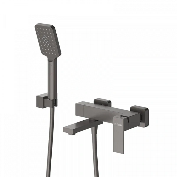 SLIDER-VD-GM Смеситель для ванны и душа однорычажный  с ручным душем, шлангом и держателем, оружейна