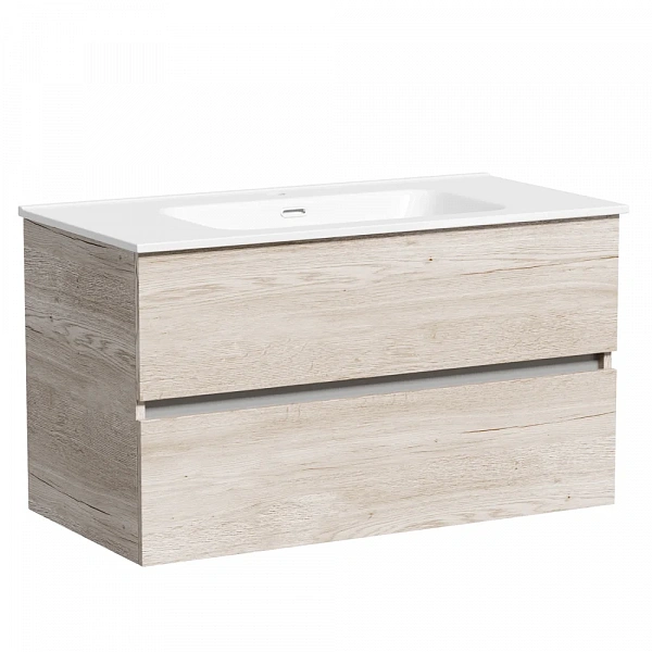 Тумба подвесная SANCOS Urban 890х450х550, c двумя ящиками оснащенными доводчиками, дуб галифакс нату