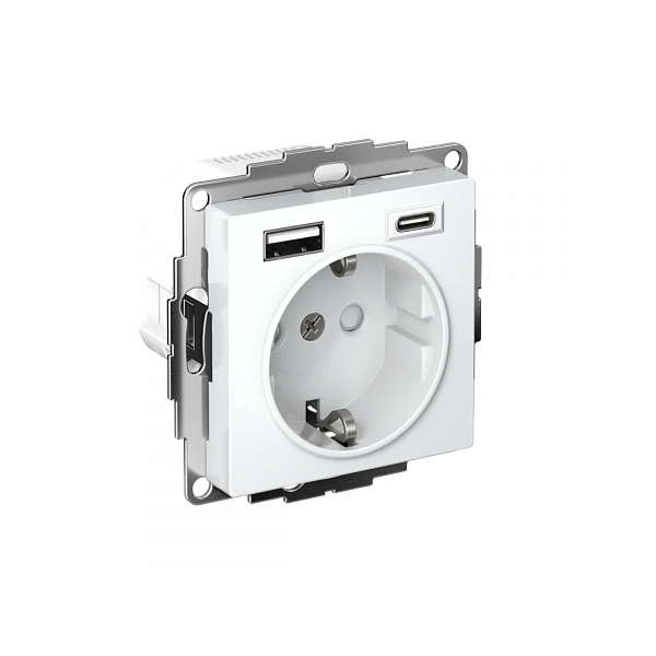 ATLASDESIGN РОЗЕТКА 16А с 2 USB A+C, 5В/2,4А/3,0А, 2х5В/1,5А, механизм, ЛОТОС