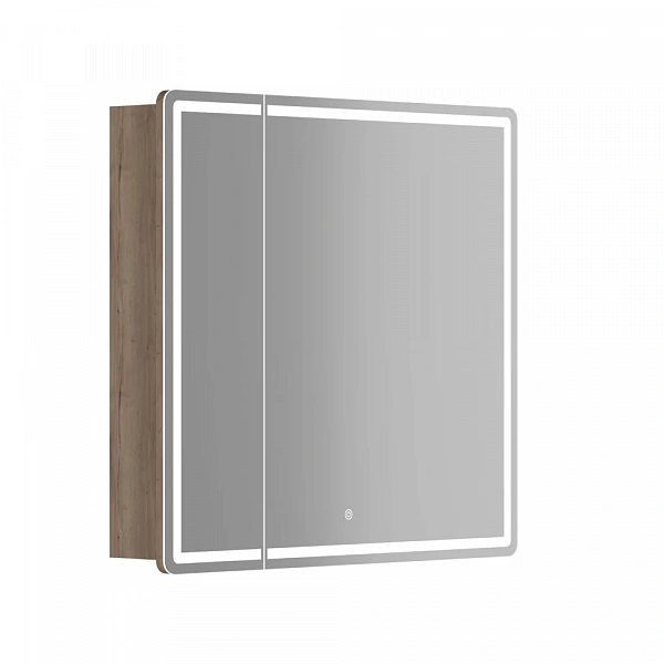 Зеркальный шкаф для ванной комнаты SANCOS Mirror 790x150х740 мм, с LED подсветкой, цвет дуб галифакс