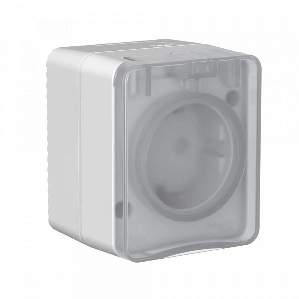 AtlasDesign PROFI IP54 О/У РОЗЕТКА с заземлением со шторками 16А 250В, СЕРЫЙ