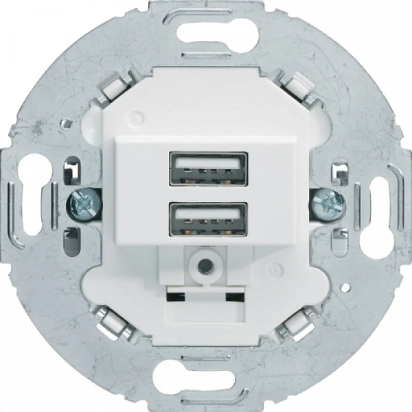 2-ая USB-розетка для подзарядки, круглый суппорт, 230 V, 3.0A цвет: белый