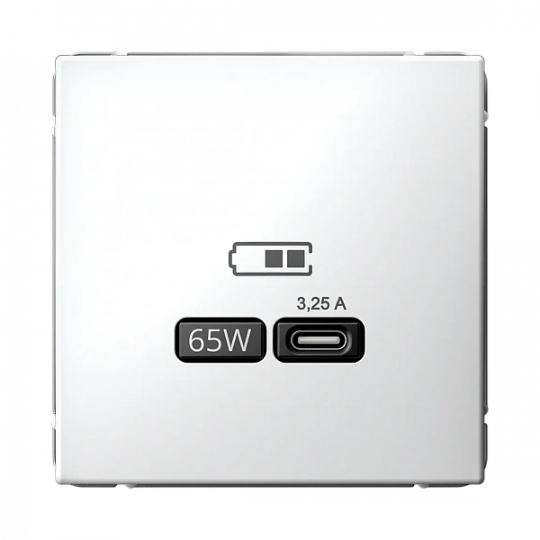 ARTGALLERY USB РОЗЕТКА тип-С 65Вт высокоскор.заряд. QC, PD, механизм, БЕЛЫЙ