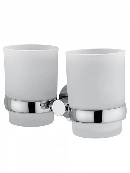 Два стакана для зубных щеток с держателем WONZON & WOGHAND EASY, Хром (WW-8128), шт