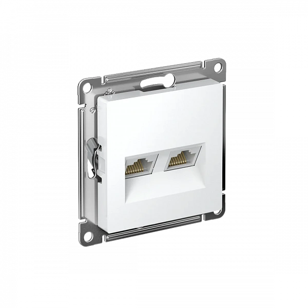 ATLASDESIGN РОЗЕТКА двойная компьютерная RJ45+RJ45, кат.5Е, механизм, БЕЛЫЙ