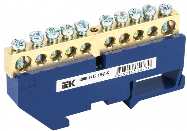 Шина нулевая на DIN-изол. ШНИ-8х12-10-Д-С IEK YNN10-812-10D-K07