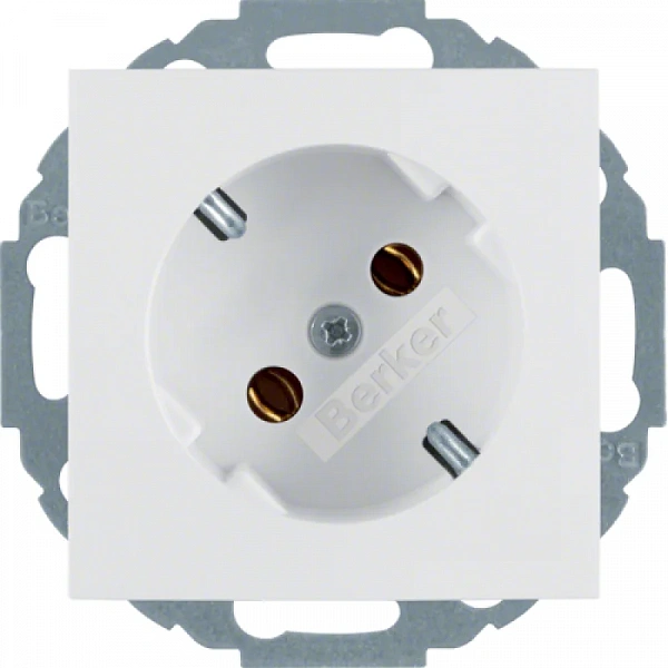 Штепсельная розетка SCHUKO 45° цвет: полярная белизна, с блеском Berker S.1/B.3/B.7 Glas