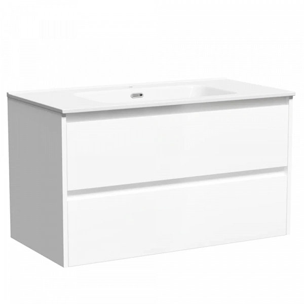 Тумба подвесная SANCOS Libra 890х450х500, c двумя ящиками оснащенными доводчиками, белый глянец , ар