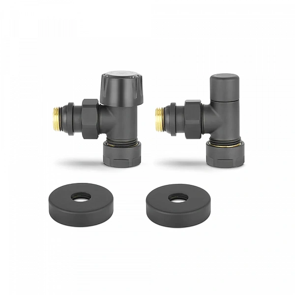 Комплект радиаторных клапанов Varmega №1, 1/2" х 3/4"EK VMDV10-210415, угловой черный
