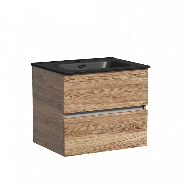 Тумба подвесная SANCOS Urban 590х450х550, c двумя ящиками оснащенными доводчиками, дуб чарльстон, ар